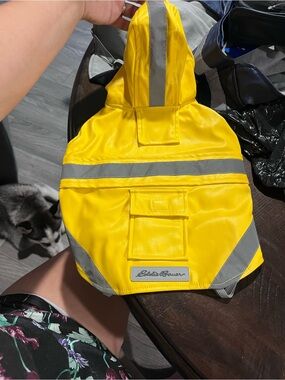 Eddie Bauer Yellow Reflective Dog Rain Jacket with Hood